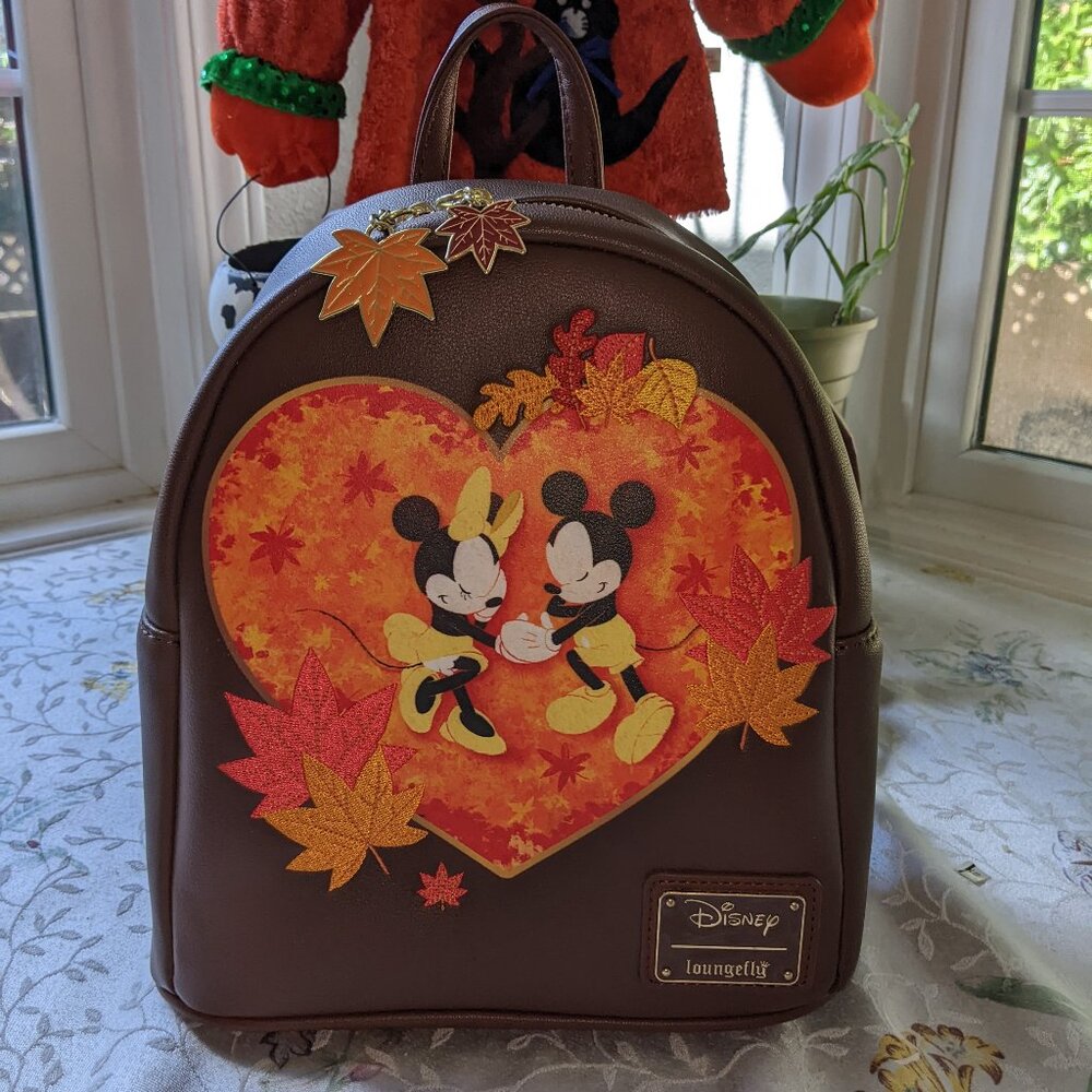 Exclusive Disney Fall Mickey and Minnie Loungefly Backpack